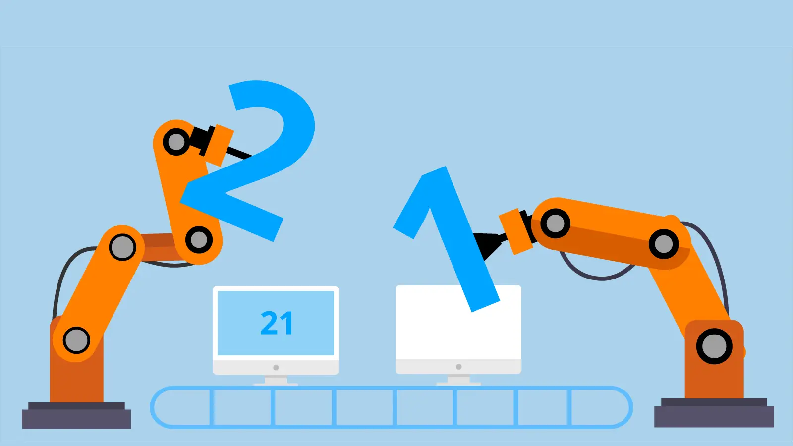 An illustration depicting the numbers 21 in Production.