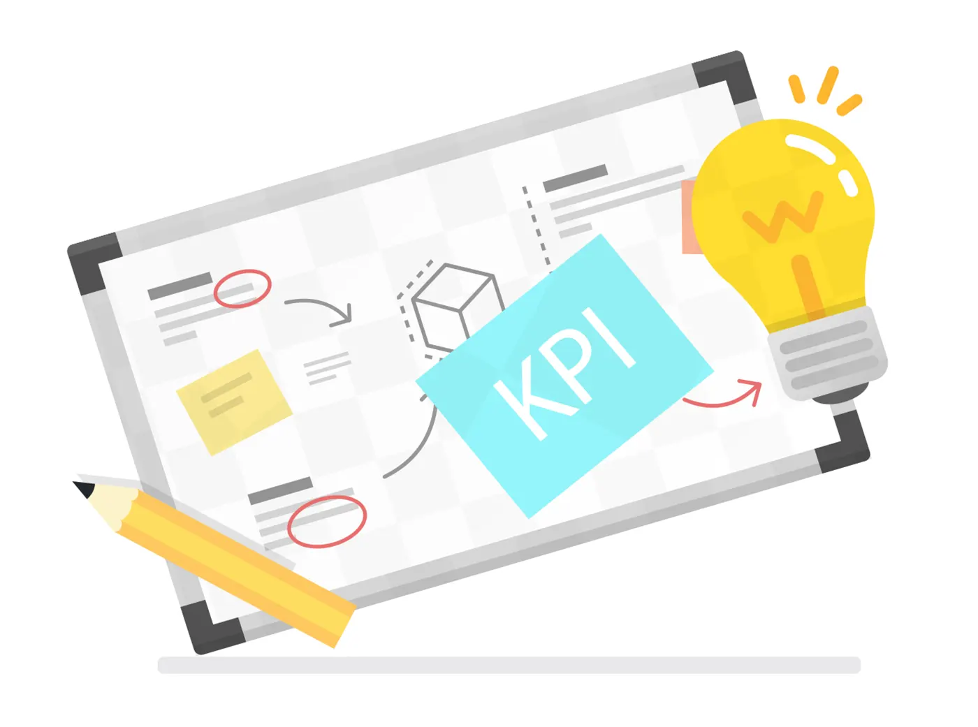 Identifying KPIs, an illustration showing a moodboard with ideas for finding KPIs