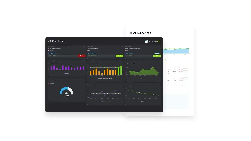 a dashboard with a report in the background