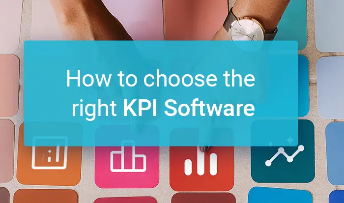 multiple colored cards with KPI graphs symbols on a table being selected, with a label – how to choose the right KPI Software