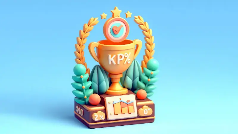 A trophy with a KPI percentage to celebrate the achievement or improvement of a KPI.