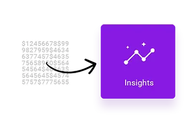 KPI analytics data with arrow towards an insights icon