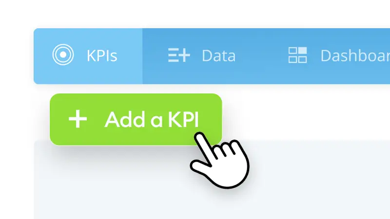 cursor icon highlighting a green add a KPI button