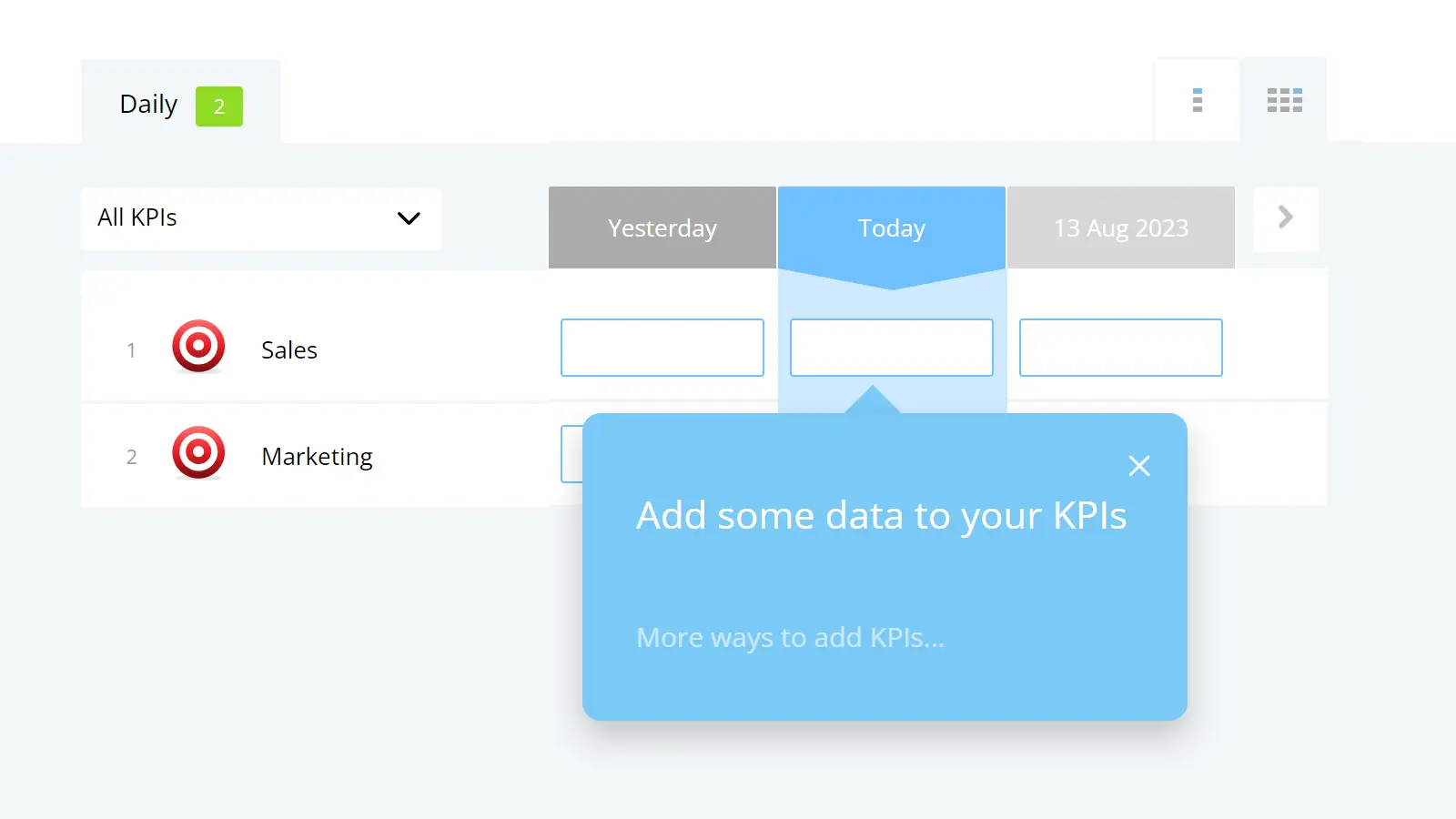 KPI data being added to a form