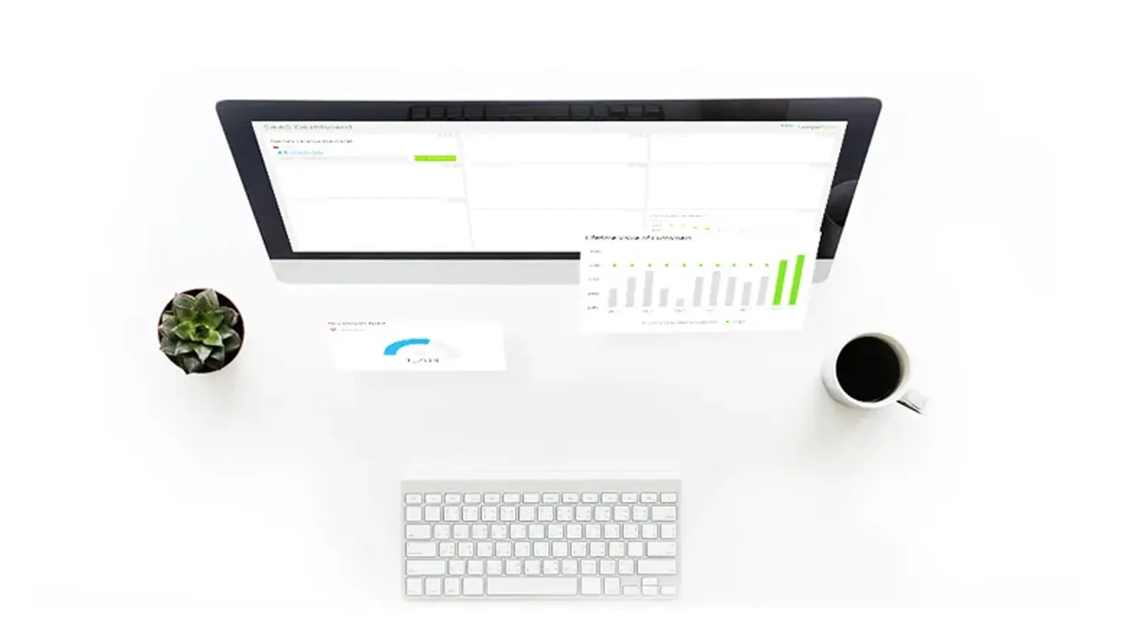 A KPI Report floating above a computer monitor